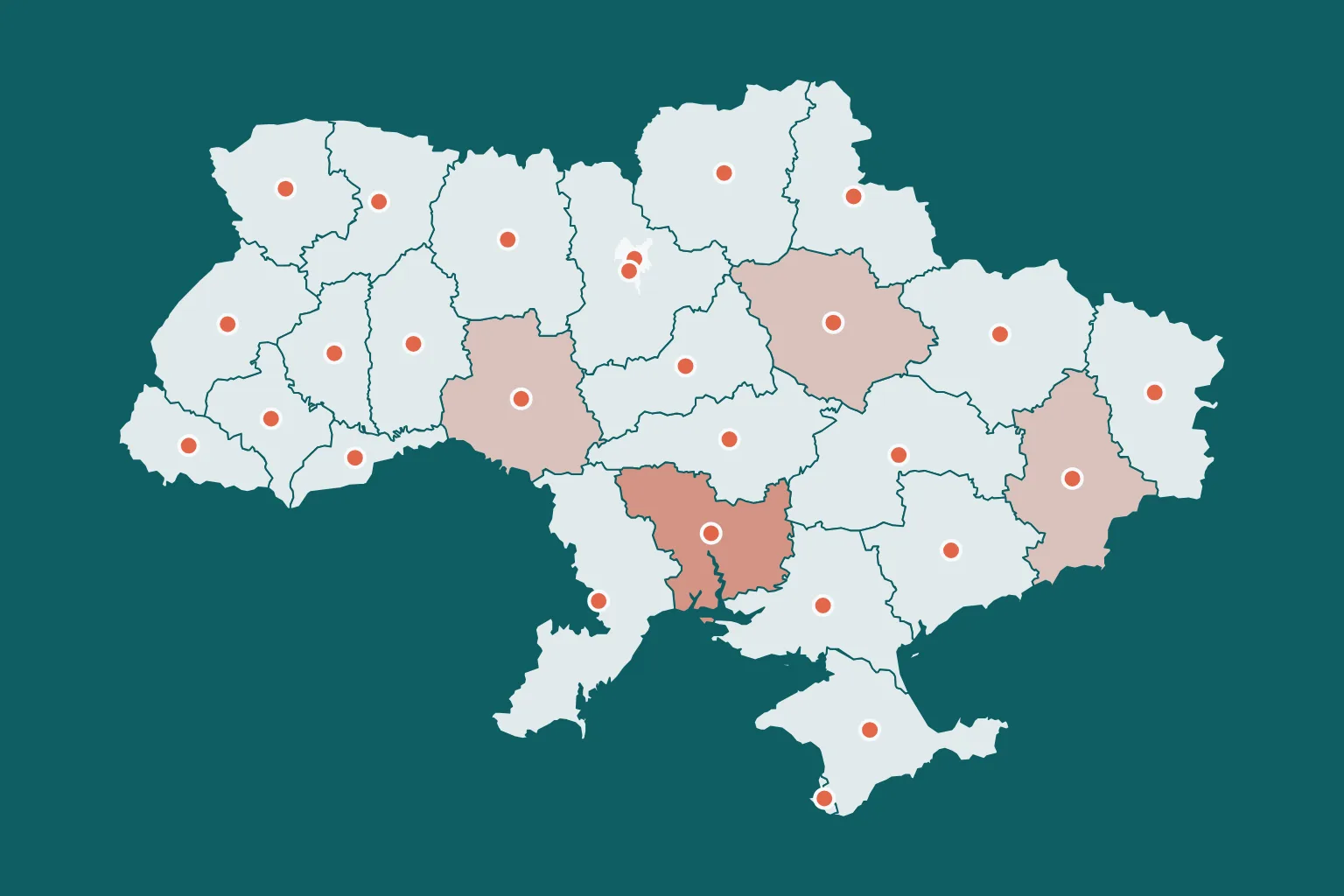 Схема України з областями, Автономною Республікою Крим і Севастополем (контур Natural Earth)